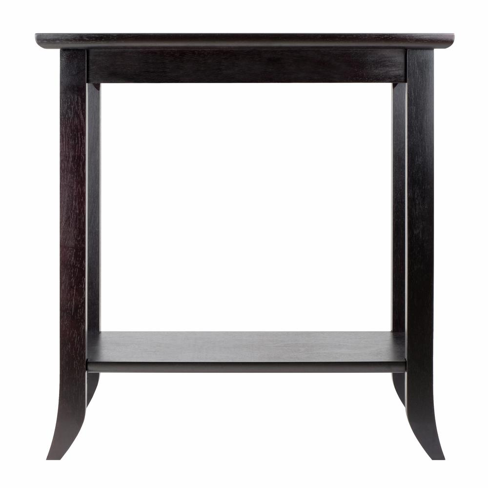 Start2Finish Genoa rectangular end table with glass top and shelf, showcasing modern furniture design with sleek glass surface.