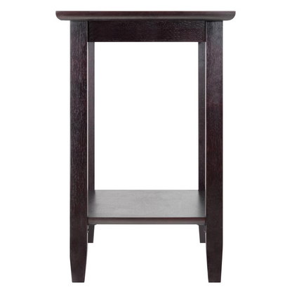 Start2Finish Genoa rectangular end table with glass top and shelf, showcasing a modern furniture piece with sleek design.