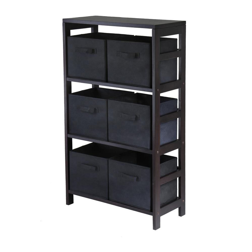Start2Finish Capri 3-Section Storage Shelf with six black fabric baskets, featuring a modern, multi-tiered organization solution.