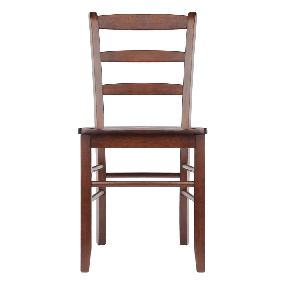 Start2Finish Benjamin 2-PC Ladder Back Chair Set in walnut wood showing the chairs with ladder back design and smooth finish.