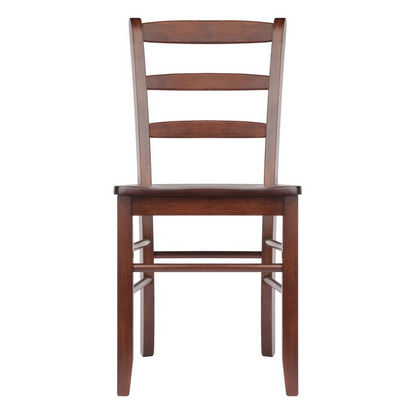 Start2Finish Benjamin 2-PC Ladder Back Chair Set in walnut wood showing the chairs with ladder back design and smooth finish.