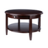 Start2Finish Concord round coffee table with drawer and shelf, showcasing smooth wooden surface and modern design.