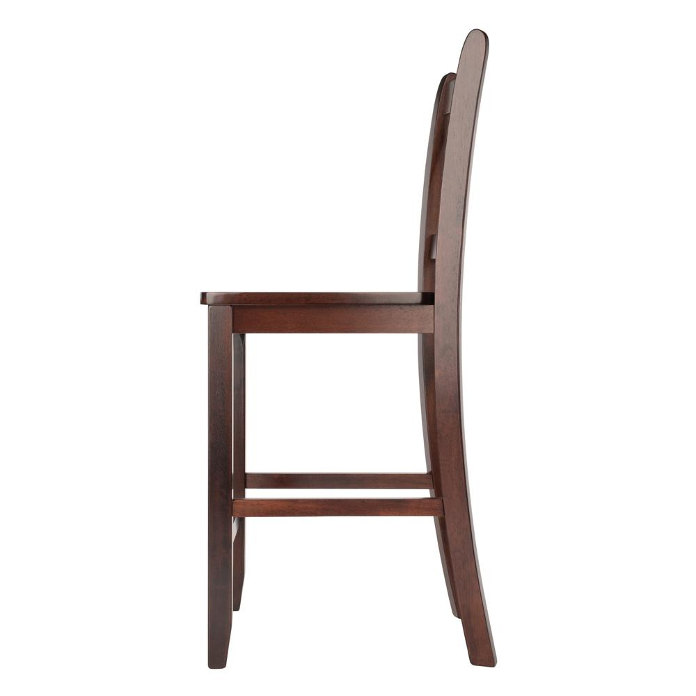 Two Victor 2-piece 24-inch V-back counter stools by Start2Finish, showing their wooden seats and stylish V-shaped backrests.