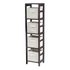Start2Finish Capri 4-Section N storage shelf with four beige fabric baskets, showcasing a versatile furniture piece with foldable baskets.