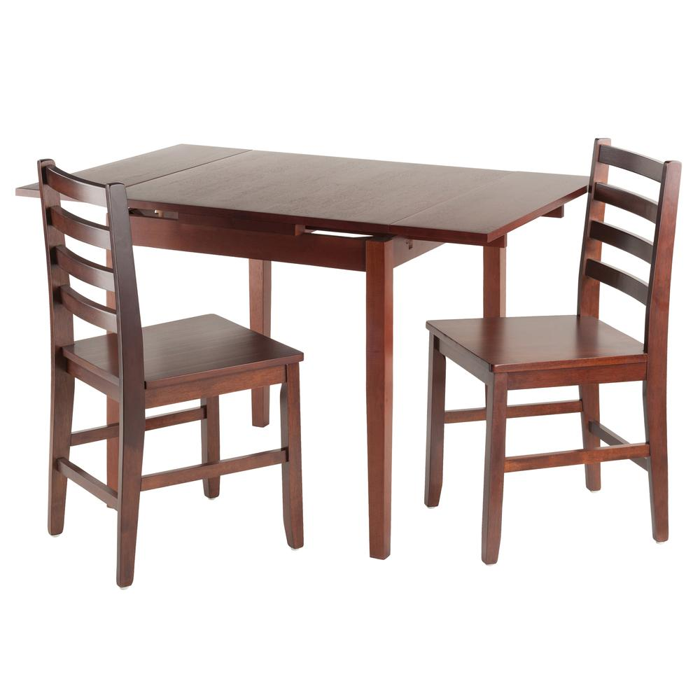 Start2Finish Pulman 3-piece extension table set with two ladder back chairs, showcasing the dining table and seating arrangement.