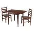 Hamilton 3-piece drop leaf dining table with two ladder back chairs by Start2Finish, shown with extended leaves and wood finish.
