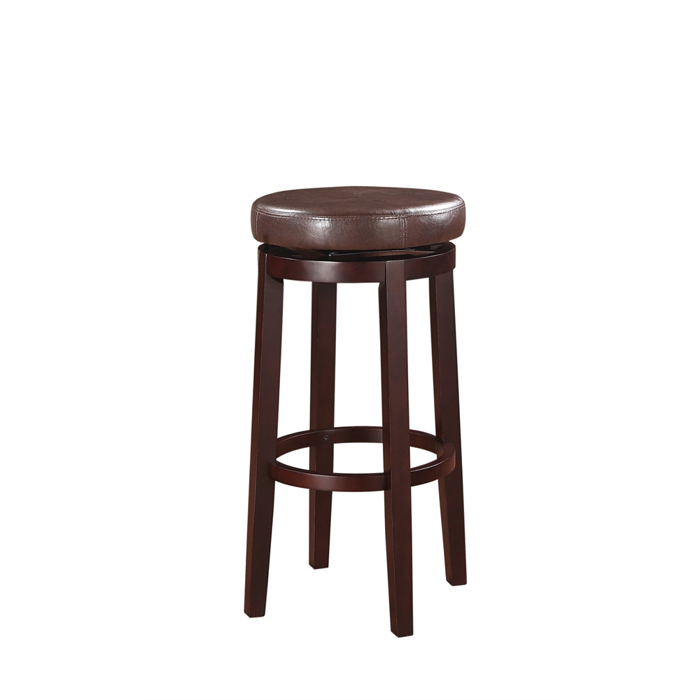 Start2Finish Maya Brown 29-inch bar stool with wooden legs and cushioned seat, ideal for kitchen or bar area.