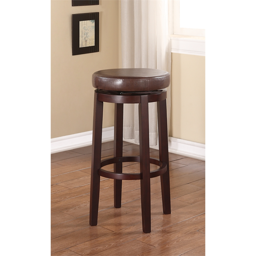 Start2Finish Maya brown 29-inch bar stool with a wooden seat and metal legs, suitable for kitchen or bar areas.