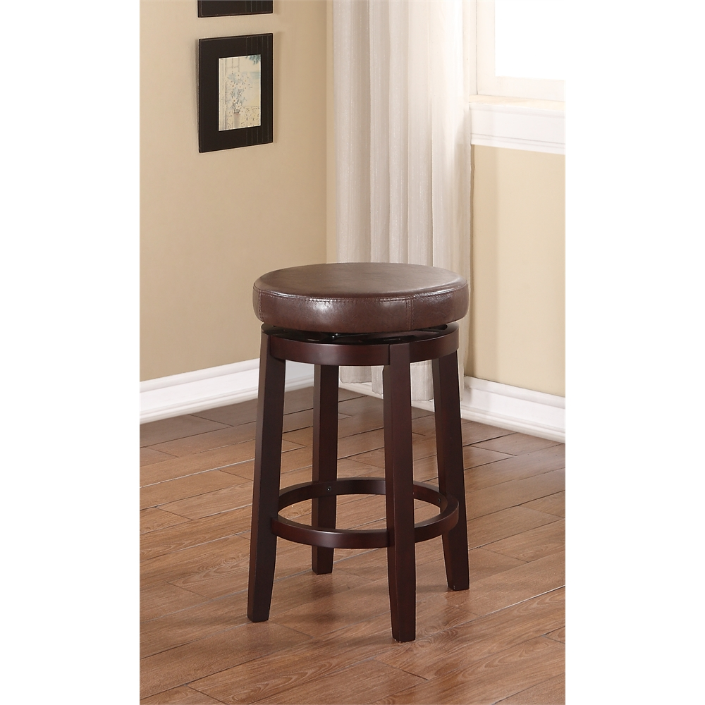 Maya Brown 24-inch counter stool by Start2Finish with wooden frame and cushioned seat, ideal for kitchen or bar area.