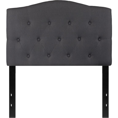 Dark gray tufted upholstered twin size headboard by Start2Finish, featuring plush fabric and elegant tufted design for bedroom decor.