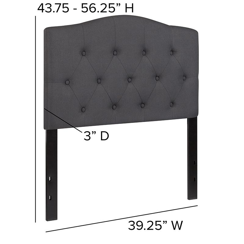 Dark gray tufted upholstered twin size headboard by Start2Finish, showcasing plush fabric and padded, tufted design.