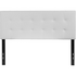 White tufted upholstered full size headboard in vinyl with padded design and button tufting, from Start2Finish.