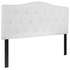 White tufted upholstered full size headboard in fabric, featuring a padded, stylish design for bedroom furniture by Start2Finish.
