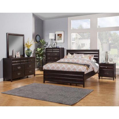 Start2Finish Legacy Queen Panel Bed in black cherry finish, showcasing a classic wooden bed with detailed panel headboard.