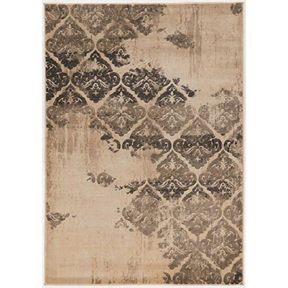 Jewel Clara beige and olive 5x7.6 rug by Start2Finish showing intricate geometric patterns and textured fabric.