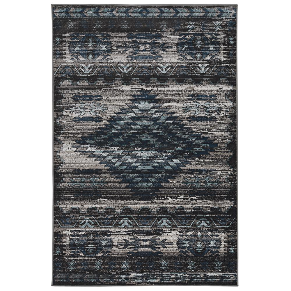 Vintage Aztek grey and charcoal 8x10 rug by Start2Finish featuring bold geometric patterns and traditional Aztec design.