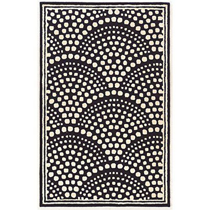 Aspire Wool Scallop Navy and White 8x11 rug by Start2Finish featuring a scalloped pattern and soft wool texture.