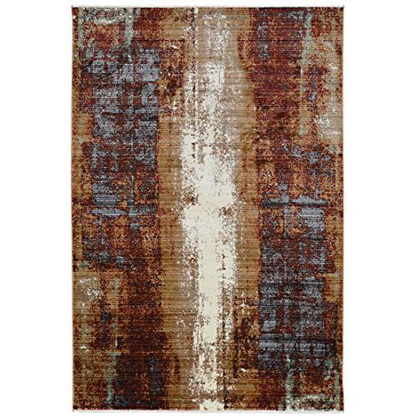 Start2Finish Illusions Canyon beige and burgundy 8x11 rug with geometric patterns and textured details.