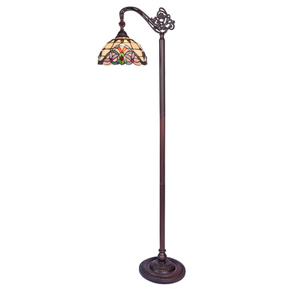 Start2Finish COOPER Tiffany-style 1-light reading floor lamp with an 11-inch wide stained glass shade and sturdy base.