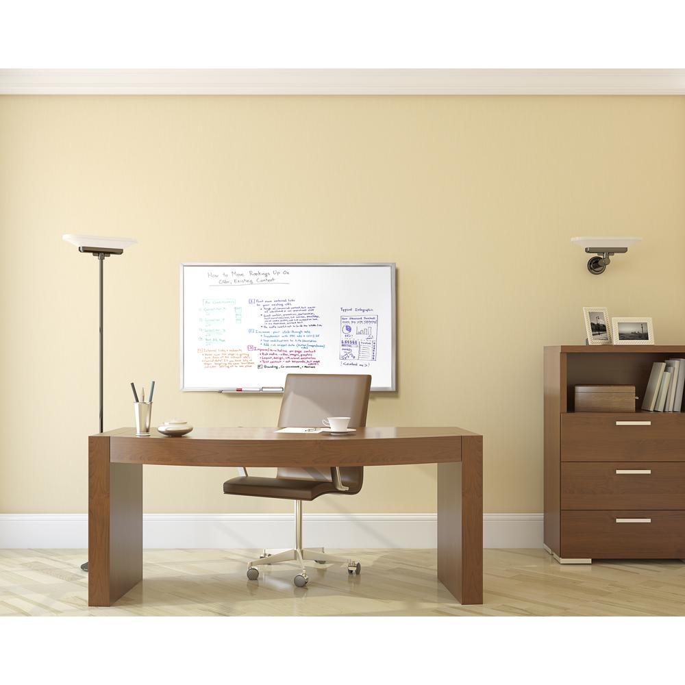 Start2Finish Ghent non-magnetic whiteboard with aluminum frame, 3 feet high by 4 feet wide, suitable for office use.