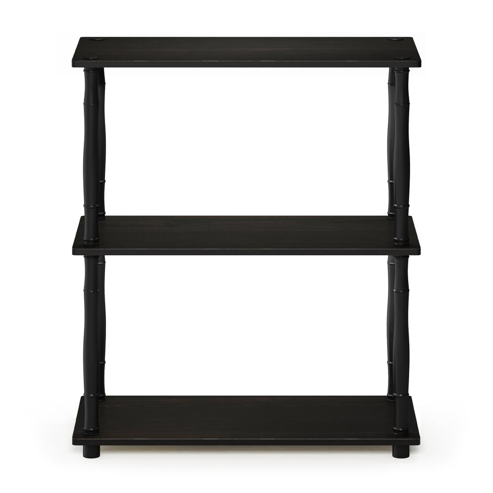 Furinno Turn-N-Tube 3-Tier Espresso and Black multipurpose shelf display rack with classic tube design for home or office storage