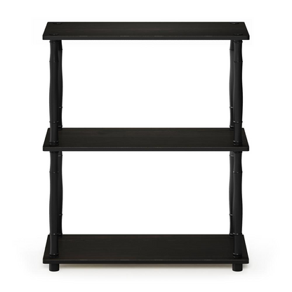 Furinno Turn-N-Tube 3-Tier Espresso and Black multipurpose shelf display rack with classic tube design for home or office storage