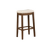 Claridge natural wood bar stool by Start2Finish with a round cushioned seat and sleek wooden legs.