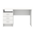 Start2Finish white Whitman desk with three drawers, showing smooth surface and modern design with sleek handles.