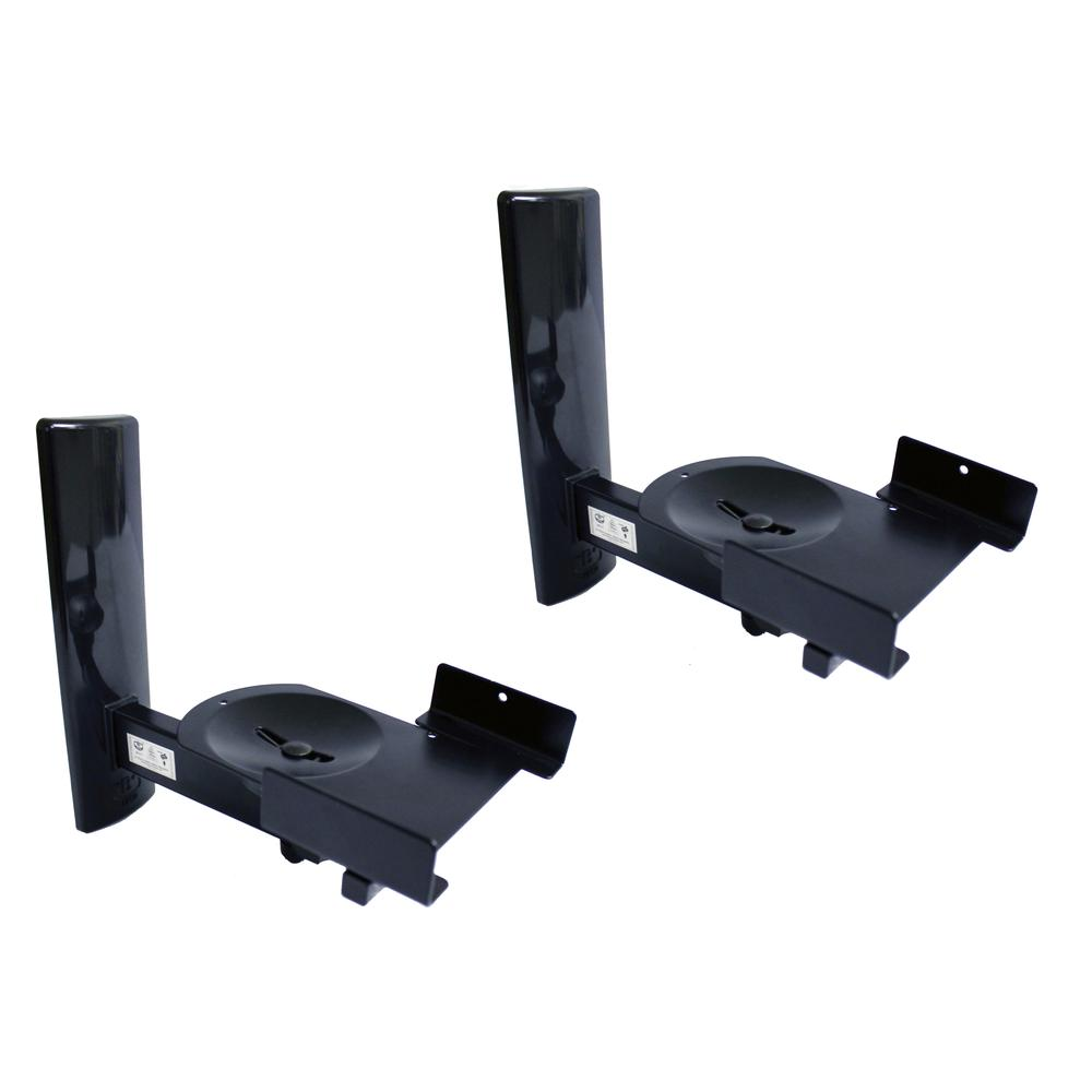 Pair of black B-Tech Ultra Grip Pro speaker mounts from Start2Finish, designed for secure installation of speakers.