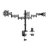 Rocelco Premium Triple Monitor Desk Mount with adjustable arms holding three 13-27 inch LED LCD screens in black