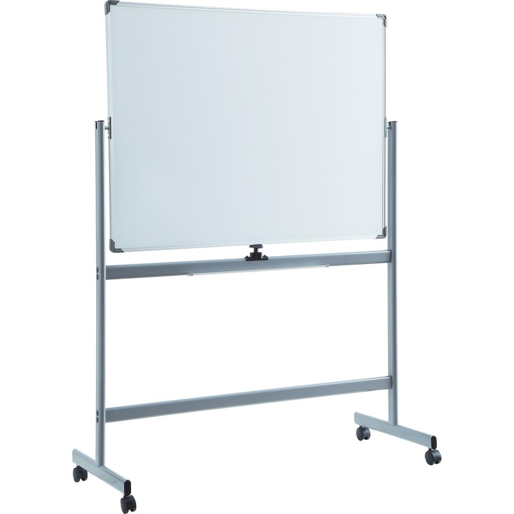 Start2Finish Lorell double-sided magnetic whiteboard easel with white surface, rectangle shape, floor-standing, 48 inches wide.