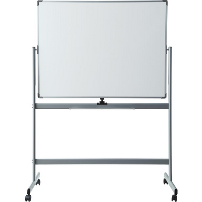 Start2Finish Lorell double-sided magnetic whiteboard easel with white surface, floor-standing, rectangle, 48 inches wide and 36 inches tall.