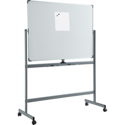 Start2Finish Lorell double-sided magnetic whiteboard easel with white surface, floor-standing rectangle, 48x36 inches