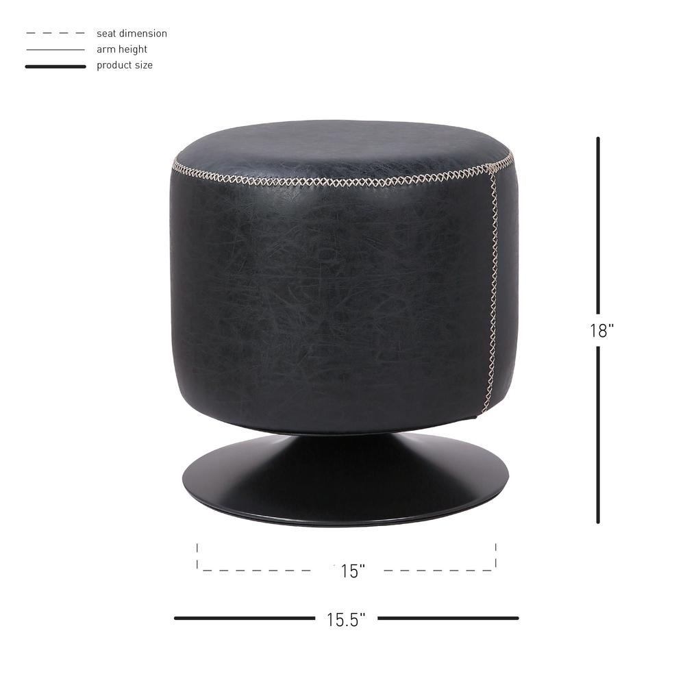 Start2Finish Gaia faux leather round swivel ottoman, modern furniture piece with cushioned top and swivel base.