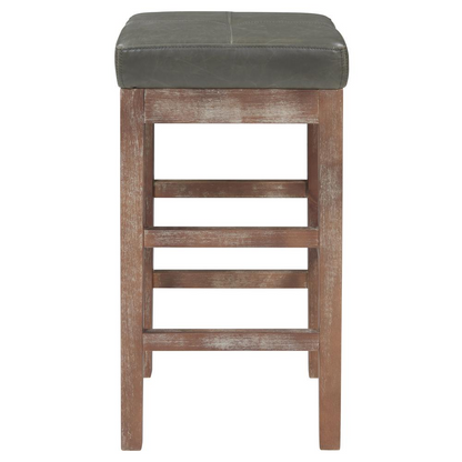 Start2Finish Valencia bonded leather counter stool with wooden legs and cushioned seat, ideal for kitchen or bar area.