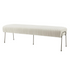 Start2Finish Merritt velvet pleated bench with plush upholstery and sleek wooden legs, ideal for entryways or living rooms.