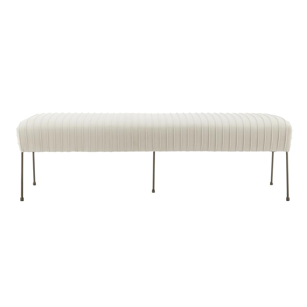 Start2Finish Merritt Velvet Pleated Bench featuring a plush velvet fabric and elegant pleated design, ideal for entryways or living rooms.