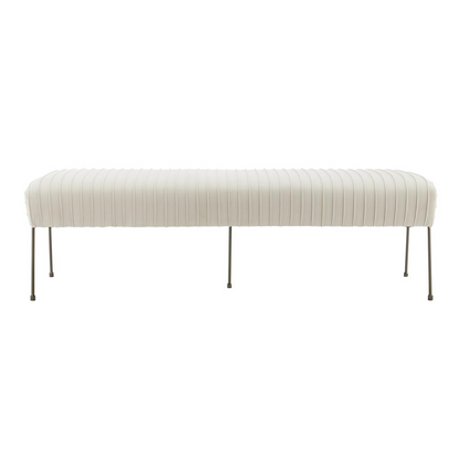 Start2Finish Merritt Velvet Pleated Bench featuring a plush velvet fabric and elegant pleated design, ideal for entryways or living rooms.