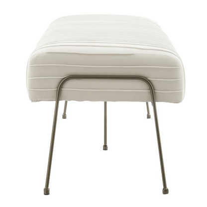 Start2Finish Merritt Velvet Pleated Bench with tufted upholstery and wooden legs, showcasing elegant furniture design.