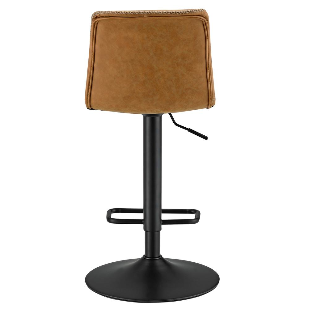 Pair of Start2Finish Jayden faux leather low back gaslift bar stools with chrome bases and footrests, set of two, for kitchen or bar area.