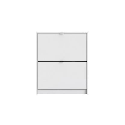 Bright white Start2Finish 2-drawer shoe cabinet with sleek design and ample storage space for organized footwear.