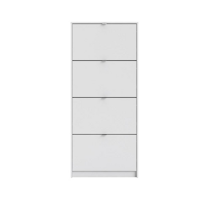 Bright white Start2Finish 4-drawer shoe cabinet with sleek design, ideal for organizing and storing footwear efficiently.