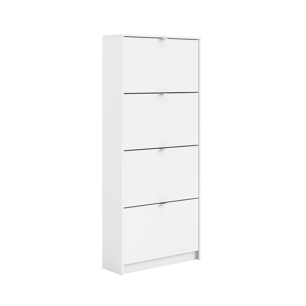 Bright white 4-drawer shoe cabinet by Start2Finish, with sleek storage drawers for organizing footwear neatly.