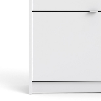 Bright white Start2Finish 4-drawer shoe cabinet with sleek design and visible drawer handles, ideal for organized shoe storage.