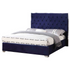 Blue Best Master Kressa Velour Fabric East King Platform Bed by Start2Finish with tufted headboard and sleek platform design.