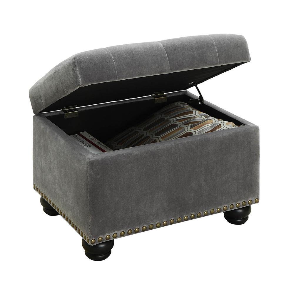 Start2Finish 5th Avenue Storage Ottoman showing a cushioned fabric top and wooden legs, versatile furniture for living rooms.