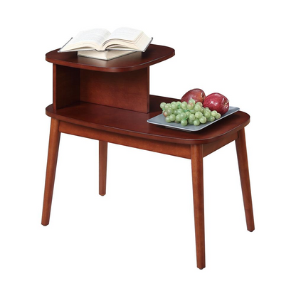 Maxwell Mid Century 2 Tier Chairside End Table by Start2Finish with wooden finish and modern design, featuring two shelves.