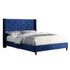 Blue velvet wingback platform king bed by Start2Finish, featuring a luxurious tufted headboard and modern design.