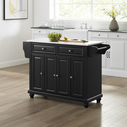 Start2Finish Cambridge stone top full-size kitchen island with storage and workspace, featuring a sturdy wood frame and modern design.