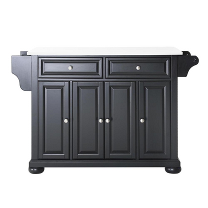 Start2Finish Alexandria Stone Top Kitchen Island with full size cart, featuring a durable stone surface and sturdy wooden furniture design.